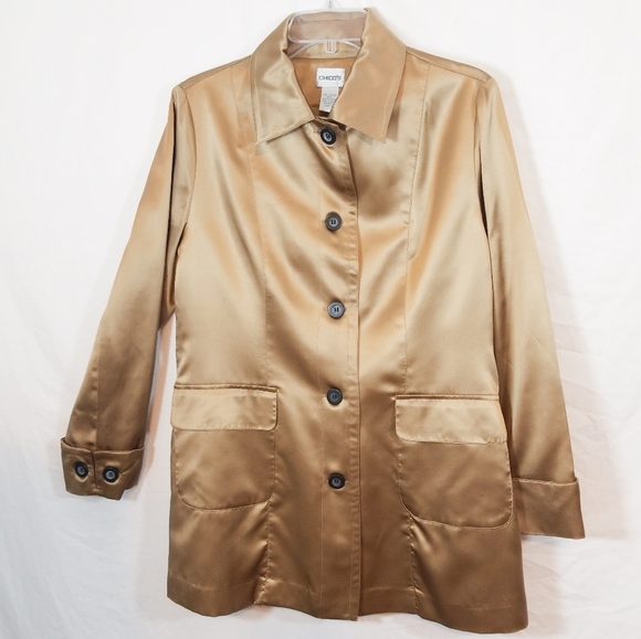 Chico's Jackets & Blazers - Golden SILK metallic Chicos dress jacket over coat